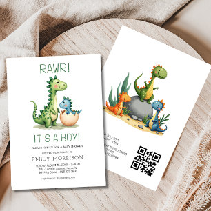 Invitation QR Code C'est un garçon mignon Dinosaur bébé garço