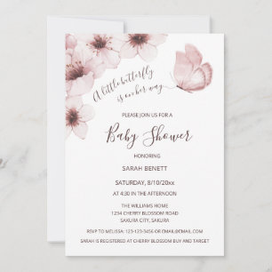 Invitation QR Code Cherry Blossoms Baby shower d'aquarelle