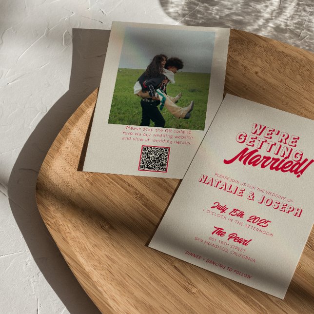 Invitation QR Code Colorful Bold Funky Photo Mariage (Créateur téléchargé)