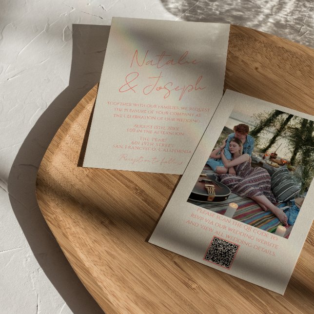 Invitation QR Code Colorful Pastel Whimsical Photo Mariage (Créateur téléchargé)