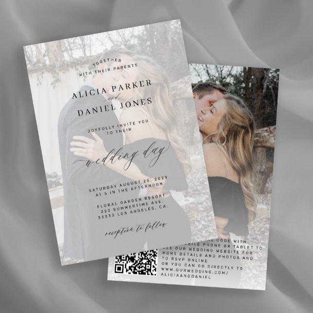 Invitation QR CODE couverture photo mariage moderne élégant (Créateur téléchargé)