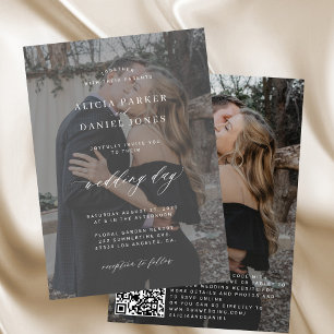 Invitation QR CODE couverture photo mariage moderne élégant