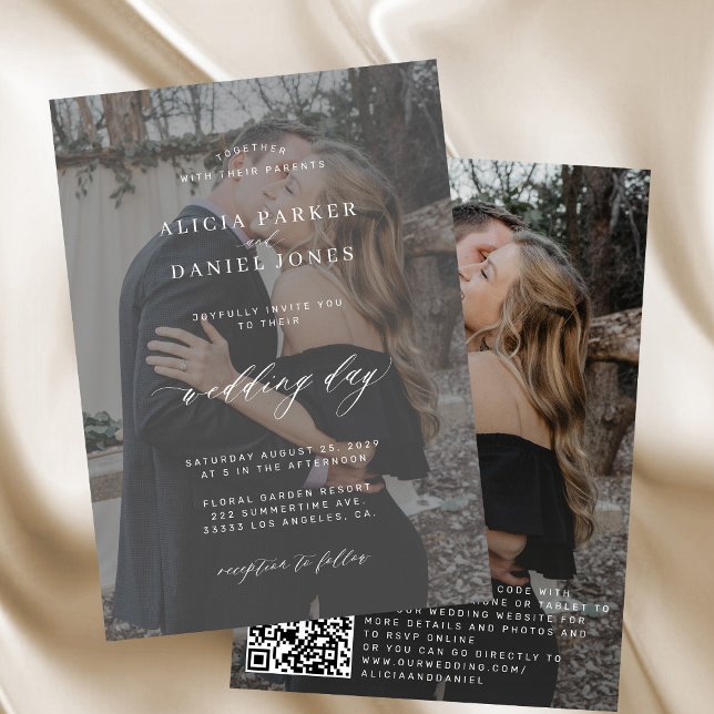 Invitation QR CODE couverture photo mariage moderne élégant (Créateur téléchargé)