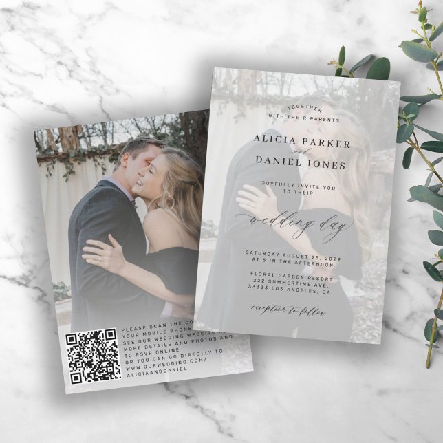 Invitation QR CODE couverture photo mariage moderne élégant (Créateur téléchargé)