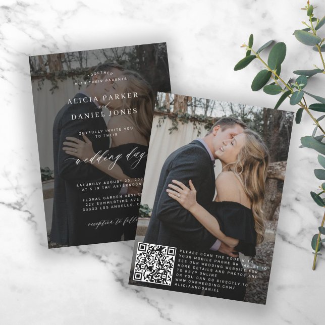 Invitation QR CODE couverture photo mariage moderne élégant (Créateur téléchargé)