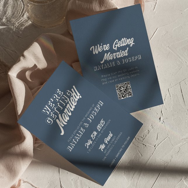 Invitation QR Code Dusty Bleu moderne amusant Mariage Whimsic (Créateur téléchargé)