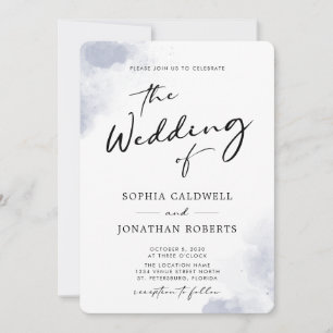 Invitation QR Code Dusty Blue Watercolor Mariage de calligrap
