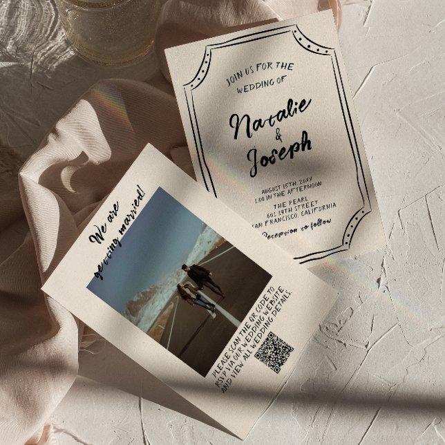 Invitation QR Code écriture manuscrite Scribble Mariage photo (Créateur téléchargé)