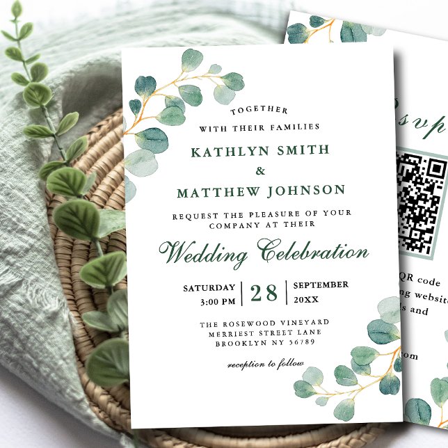 Invitation QR Code Elégant Eucalyptus Mariage de verdure (Créateur téléchargé)