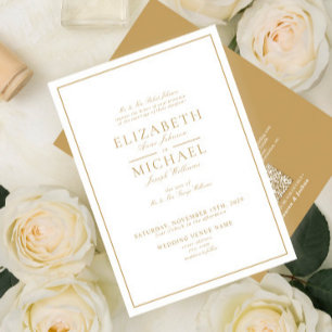 Invitation QR Code Elegant Gold Classic Script Mariage