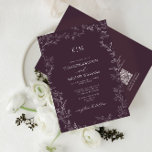 Invitation QR Code Elegant Leaf Plum Purple Monogram Wedding<br><div class="desc">Say “I do” to your perfect dream wedding Invitation! Introducing the QR code plum purple minimal leaf monogram wedding Invitation--an online exclusive and one of our most treasured designs. This modern take on classic elegance is sure to make a statement your guests won't soon forget. The invitation features an intricate...</div>