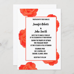 Invitation QR Code Floral Orange Rose Motifs Boho Mariage