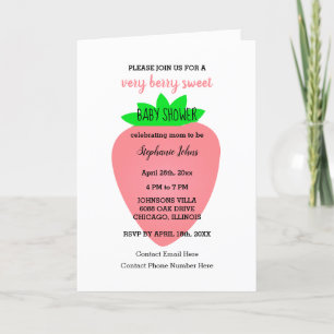 Invitation QR Code Fraise Bébé Baby shower fille Fille