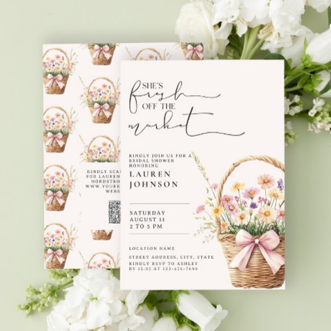 Invitation QR Code Fresh Off the Market Floral Bridal Shower (Créateur téléchargé)