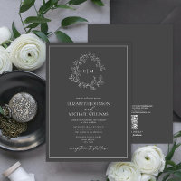 QR Code Gris Cimetière Mariage de monogramme