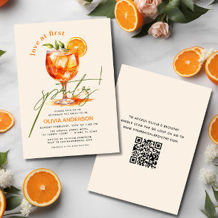 Invitation QR Code Love at First Spritz Orange Fête des marié
