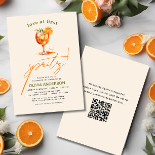 Invitation QR Code Love at First Spritz Orange Fête des marié
