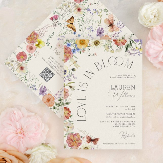 Invitation QR Code Love Is In Bloom Wildflower Bridal Shower (Créateur téléchargé)