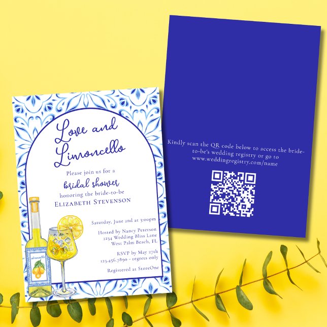 Invitation QR Code Love & Limoncello Fête des mariées italien (Créateur téléchargé)