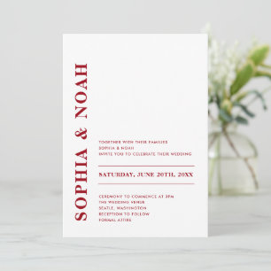 Invitation QR Code minimaliste Mariage rouge blanc moderne