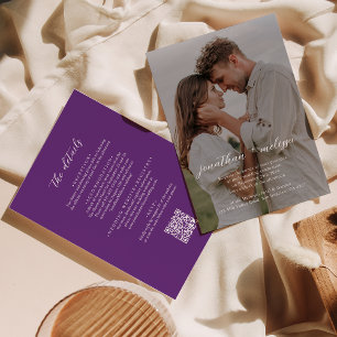 Invitation QR Code Moderne Purple Overlay Mariage de script p