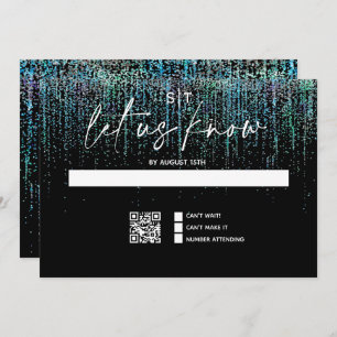 Invitation QR Code Moderne RSVP Edgy Parties scintillant Turq