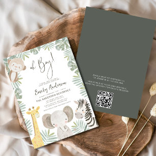 Invitation QR Code Oh Boy Safari Baby shower animal
