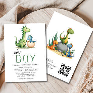 Invitation QR Code Oh Garçon Dinosaur Baby Boy Douche