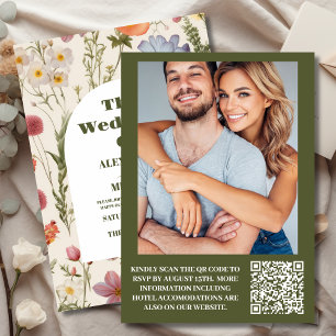 Invitation QR Code Photo Boho Fleur sauvage Mariage botanique