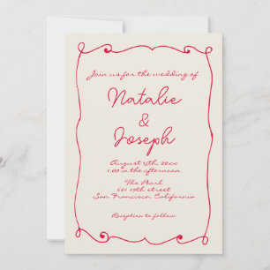 Invitation QR Code Rétro Écrit À La Main Amusant Avec Mariage