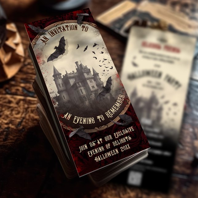 Invitation QR Code Romantique Vintage Château Vampire Hallowe (Créateur téléchargé)