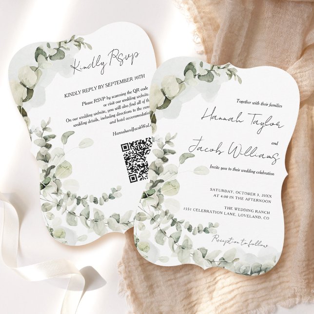 Invitation QR Code RSVP Mariage Eucalyptus (eucalyptus qr code wedding invitation online rsvp
)