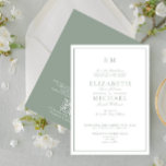 Invitation QR Code Sage Green Classic Script Monogramme Maria<br><div class="desc">Votre mariage est l'un des jours les plus importants de votre vie, donc vous voulez que tout soit parfait. Cela inclut vos invitations ! Ces élégants Faire-part de mariage de monogramme Classic Sage de code QR Green sont ce dont vous avez besoin pour donner le ton à votre journée spéciale....</div>