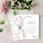 Invitation QR Code tendance Fleur sauvage élégant Mariage flo<br><div class="desc">Voici le Faire-part de mariage Floral Fleur sauvage tendance QR Code ! Tout le monde appréciera cette belle et délicate faire-part de mariage pleine de détails modernes et élégants. Il commence par un agencement décontracté de lavande lilas, rose rousse, jaune et bleu fleur sauvage et de verdure botanique. Pour couronner...</div>