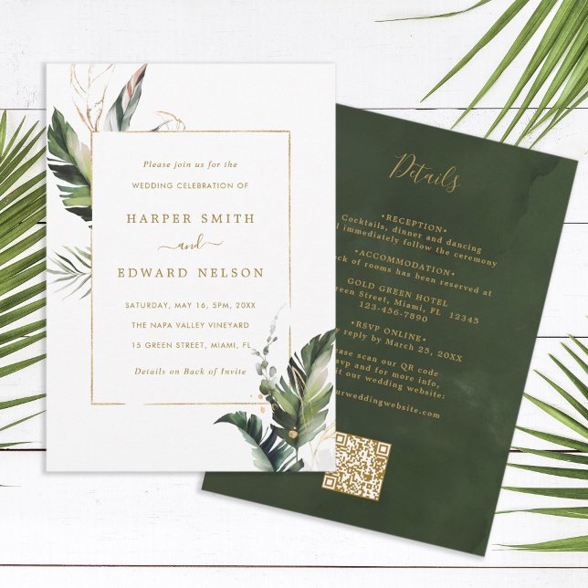 Invitation QR Code tout en un Mariage d'or de remplissage tro (Créateur téléchargé)