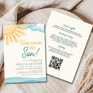 Invitation QR Code Tout en un Voici le Baby shower du Fils