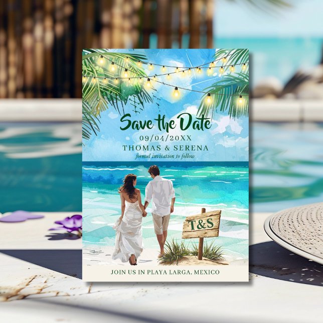 Invitation QR Code Tropical Beach Enregistrer La Date Destina (Créateur téléchargé)