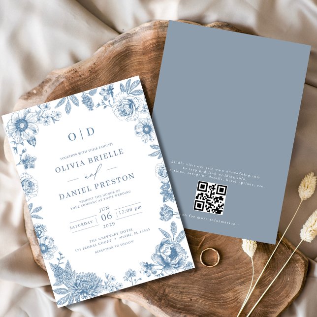 Invitation QR Code Victorien Français Dusty Mariage (Créateur téléchargé)