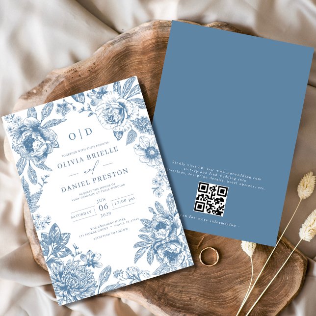 Invitation QR Code Victorien Français Dusty Mariage (Créateur téléchargé)