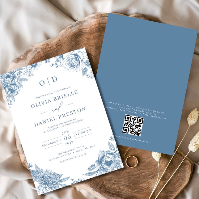 Invitation QR Code Victorien Français Dusty Mariage (Créateur téléchargé)