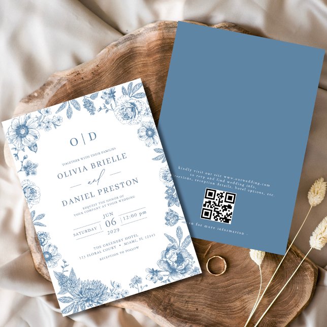 Invitation QR Code Victorien Français Dusty Mariage (Créateur téléchargé)