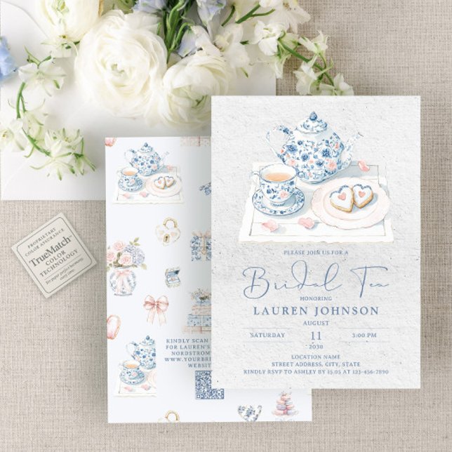 Invitation QR Code Vintage French Chinoiserie Bridal Tea (Créateur téléchargé)