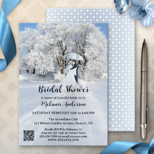 Invitation QR Code Winter Wonderland Fête des mariées de neig