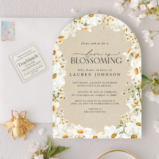 Invitation QR Floral Daisy Baby est en floraison Rustique Dou