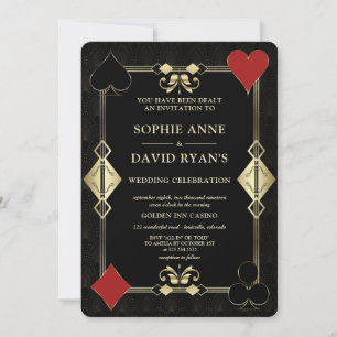 Invitation QR Glam Art Deco 20s Casino Vegas Poker Mariage
