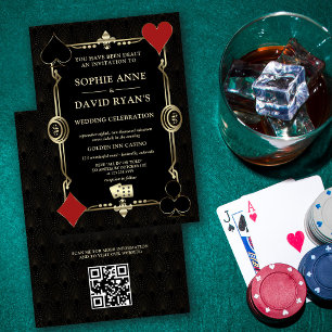 Invitation QR Gold Art Déco 1920s Casino Vegas Poker Mariage