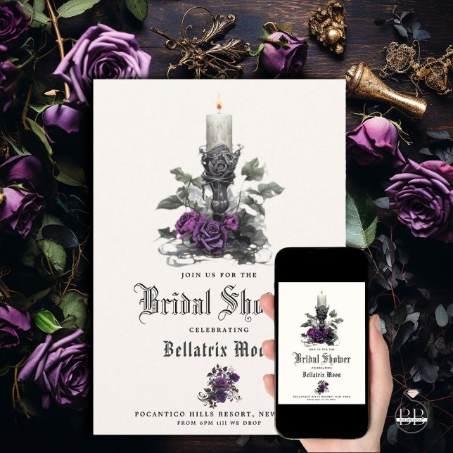 Invitation QR Macabre Deep Amethyst Purple Bougie (Créateur téléchargé)