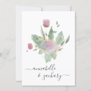 Invitation *~* QR MINIMAL RSVP Rose Bud Bouquet AR12 Mariage