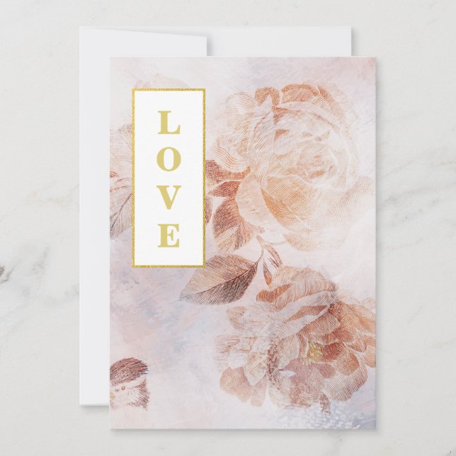 Invitation *~ QR Romance AR26 Fleur RSVP Mariage Vintage (Devant)