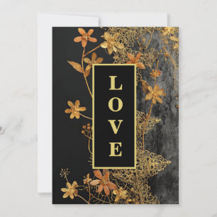 Invitation *~ QR RSVP AR26 Gold Lace LOVE 45 Mariage de luxe